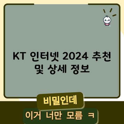 KT 인터넷 2024 추천 및 상세 정보