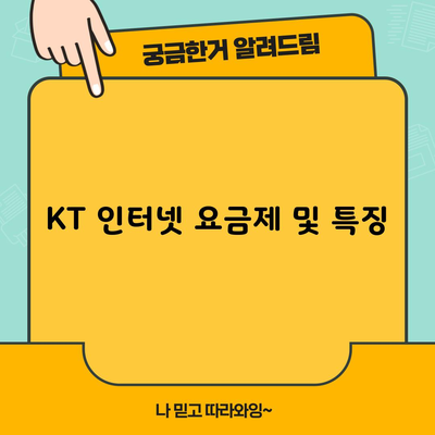 KT 인터넷 요금제 및 특징