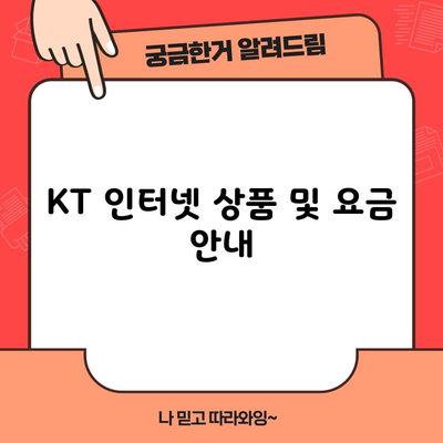 KT 인터넷 상품 및 요금 안내