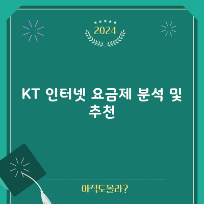 KT 인터넷 요금제 분석 및 추천