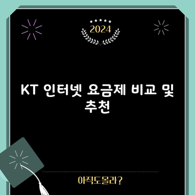 KT 인터넷 요금제 비교 및 추천