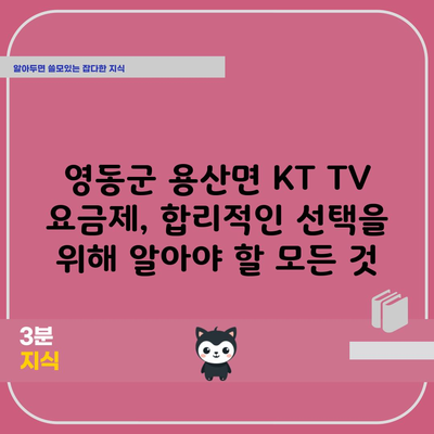 영동군 용산면 KT TV 요금제, 합리적인 선택을 위해 알아야 할 모든 것