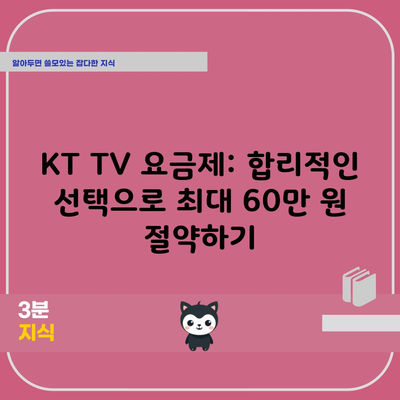 KT TV 요금제: 합리적인 선택으로 최대 60만 원 절약하기