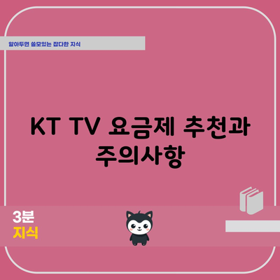 KT TV 요금제 추천과 주의사항