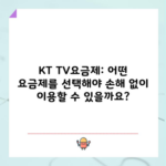 KT TV요금제: 어떤 요금제를 선택해야 손해 없이 이용할 수 있을까요?