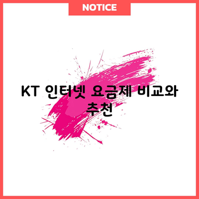 KT 인터넷 요금제 비교와 추천