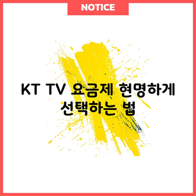 KT TV 요금제 현명하게 선택하는 법