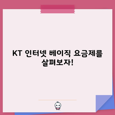 KT 인터넷 베이직 요금제를 살펴보자!