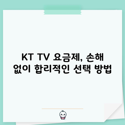 KT TV 요금제, 손해 없이 합리적인 선택 방법