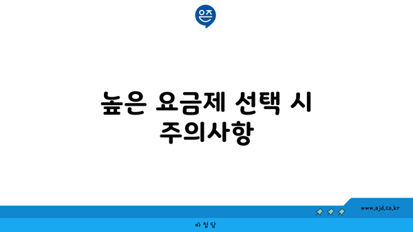 높은 요금제 선택 시 주의사항