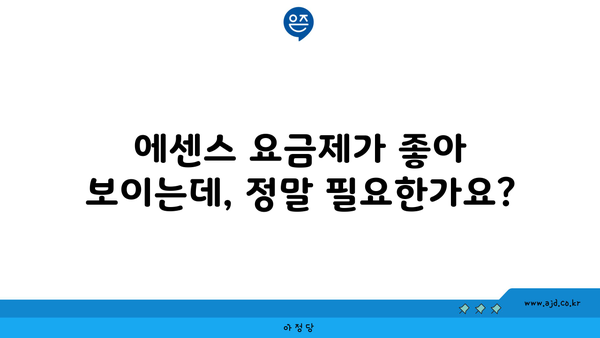 에센스 요금제가 좋아 보이는데, 정말 필요한가요?