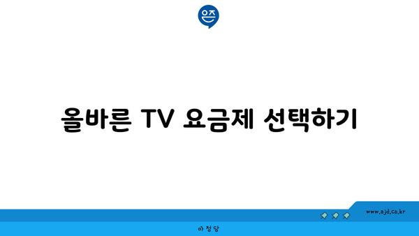 올바른 TV 요금제 선택하기