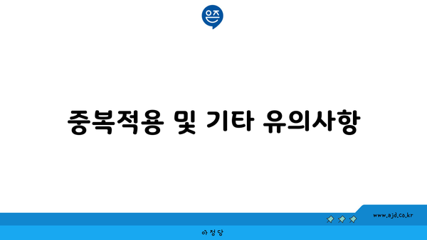 중복적용 및 기타 유의사항