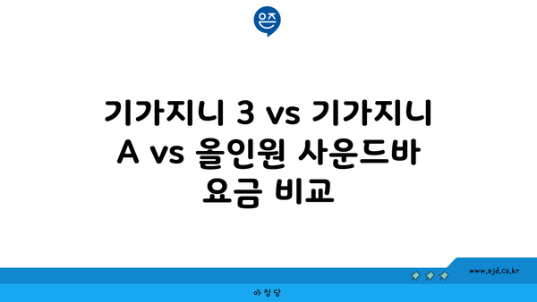 기가지니 3 vs 기가지니 A vs 올인원 사운드바 요금 비교