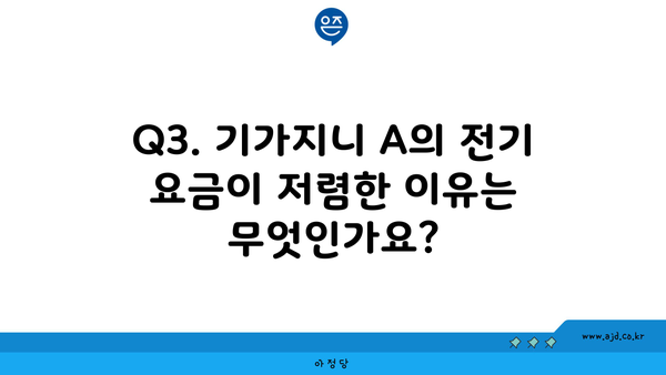 Q3. 기가지니 A의 전기 요금이 저렴한 이유는 무엇인가요?