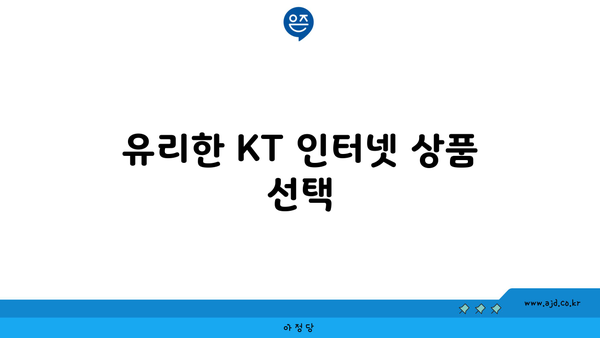 유리한 KT 인터넷 상품 선택