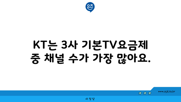 KT는 3사 기본TV요금제 중 채널 수가 가장 많아요.