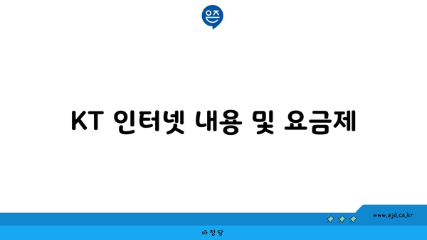 KT 인터넷 내용 및 요금제