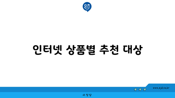 인터넷 상품별 추천 대상