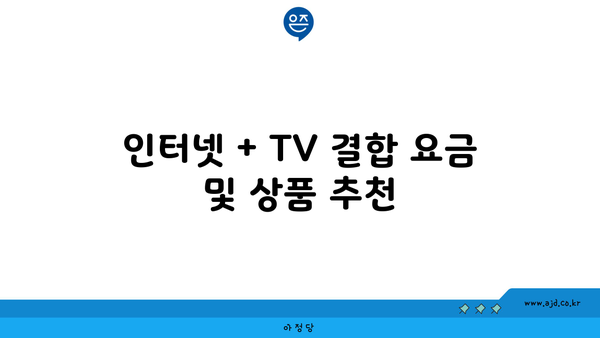 인터넷 + TV 결합 요금 및 상품 추천