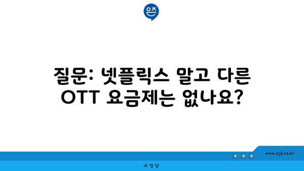 질문: 넷플릭스 말고 다른 OTT 요금제는 없나요?