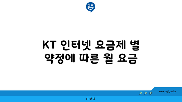 KT 인터넷 요금제 별 약정에 따른 월 요금