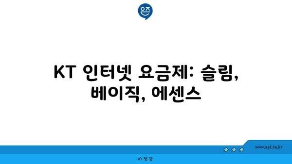 KT 인터넷 요금제: 슬림, 베이직, 에센스