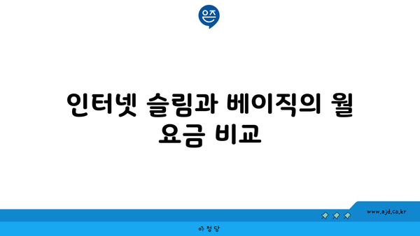 인터넷 슬림과 베이직의 월 요금 비교