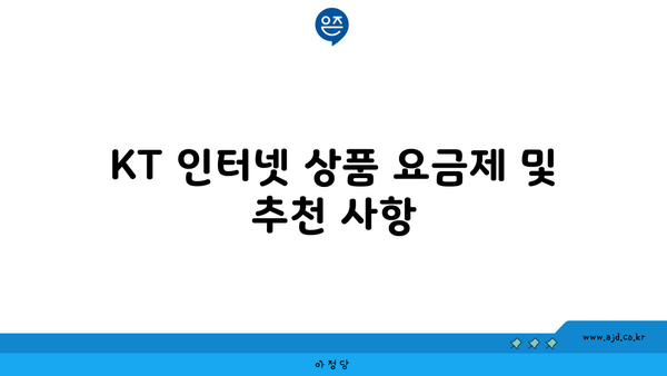 KT 인터넷 상품 요금제 및 추천 사항