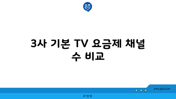 3사 기본 TV 요금제 채널 수 비교