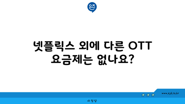 넷플릭스 외에 다른 OTT 요금제는 없나요?