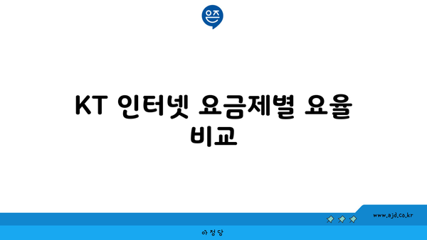 KT 인터넷 요금제별 요율 비교