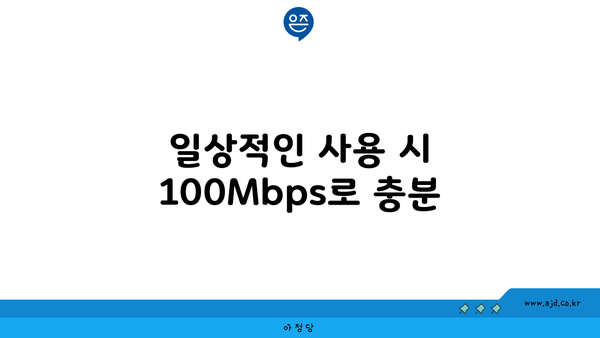 일상적인 사용 시 100Mbps로 충분