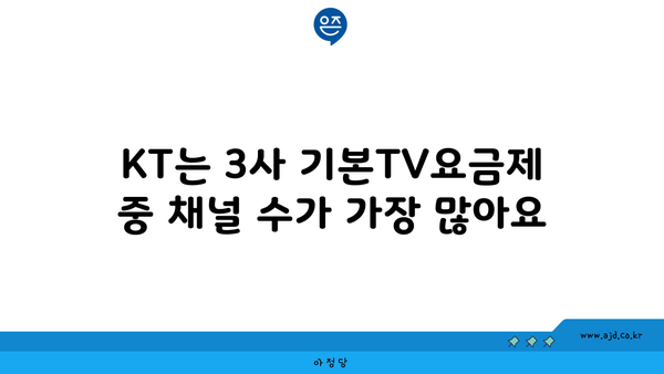 KT는 3사 기본TV요금제 중 채널 수가 가장 많아요