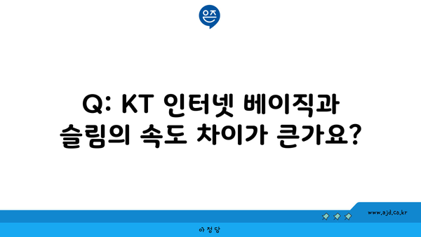 Q: KT 인터넷 베이직과 슬림의 속도 차이가 큰가요?