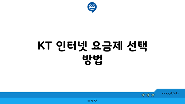 KT 인터넷 요금제 선택 방법