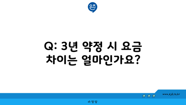 Q: 3년 약정 시 요금 차이는 얼마인가요?