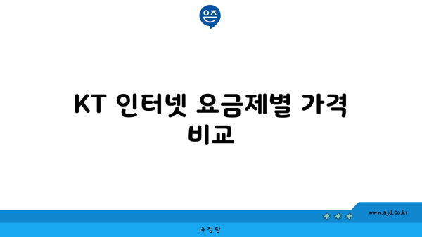 KT 인터넷 요금제별 가격 비교