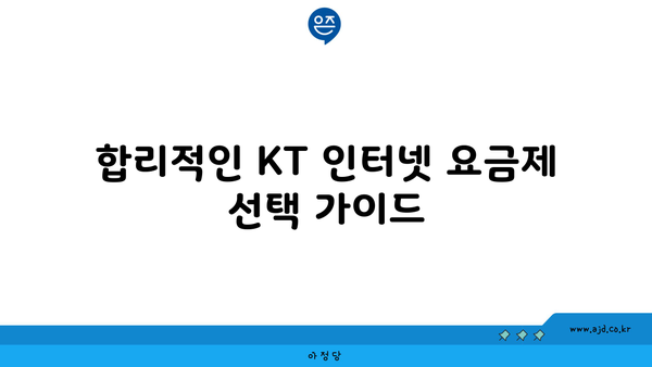 합리적인 KT 인터넷 요금제 선택 가이드