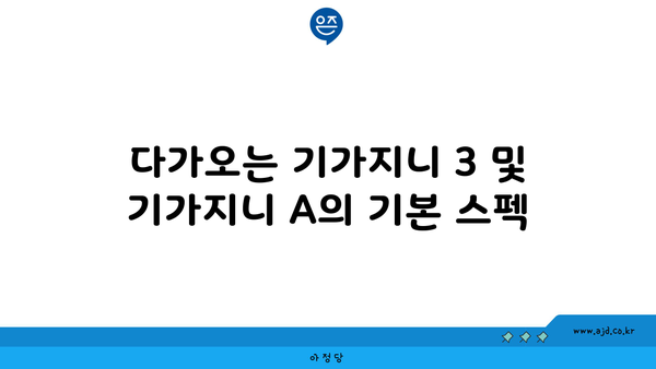 다가오는 기가지니 3 및 기가지니 A의 기본 스펙