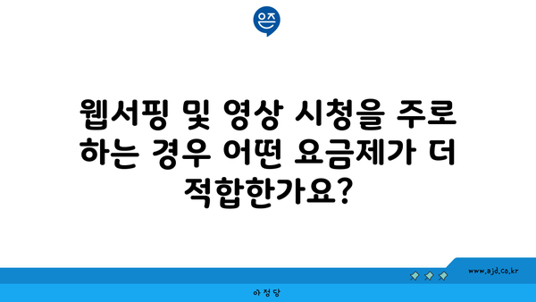 웹서핑 및 영상 시청을 주로 하는 경우 어떤 요금제가 더 적합한가요?