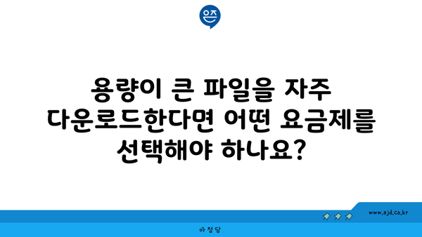 용량이 큰 파일을 자주 다운로드한다면 어떤 요금제를 선택해야 하나요?