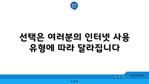 선택은 여러분의 인터넷 사용 유형에 따라 달라집니다