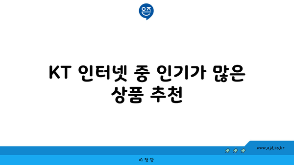 KT 인터넷 중 인기가 많은 상품 추천