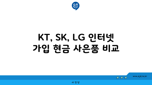 KT, SK, LG 인터넷 가입 현금 사은품 비교