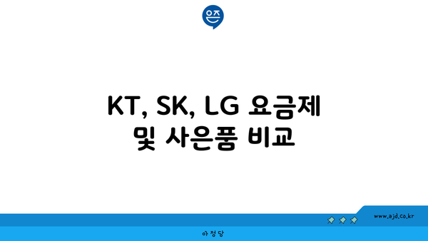 KT, SK, LG 요금제 및 사은품 비교