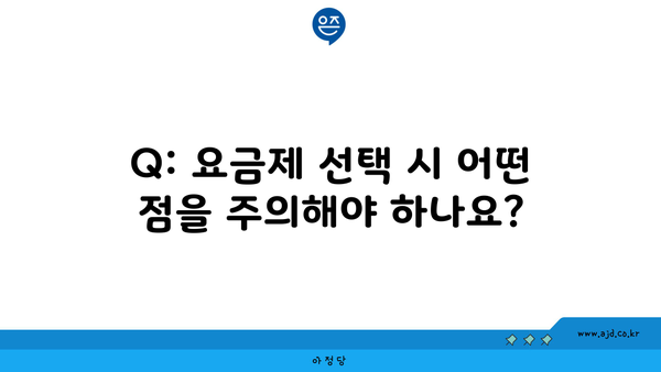 Q: 요금제 선택 시 어떤 점을 주의해야 하나요?