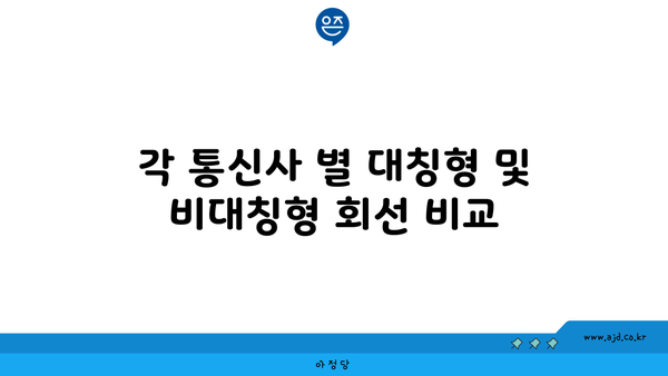 각 통신사 별 대칭형 및 비대칭형 회선 비교