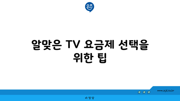 알맞은 TV 요금제 선택을 위한 팁