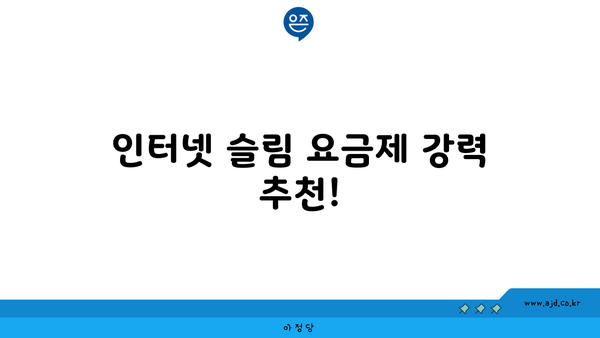 인터넷 슬림 요금제 강력 추천!